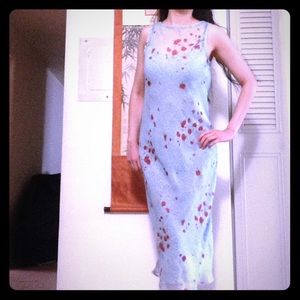 Light Blue 2-Layer Dress with Red Flowers, Size 4